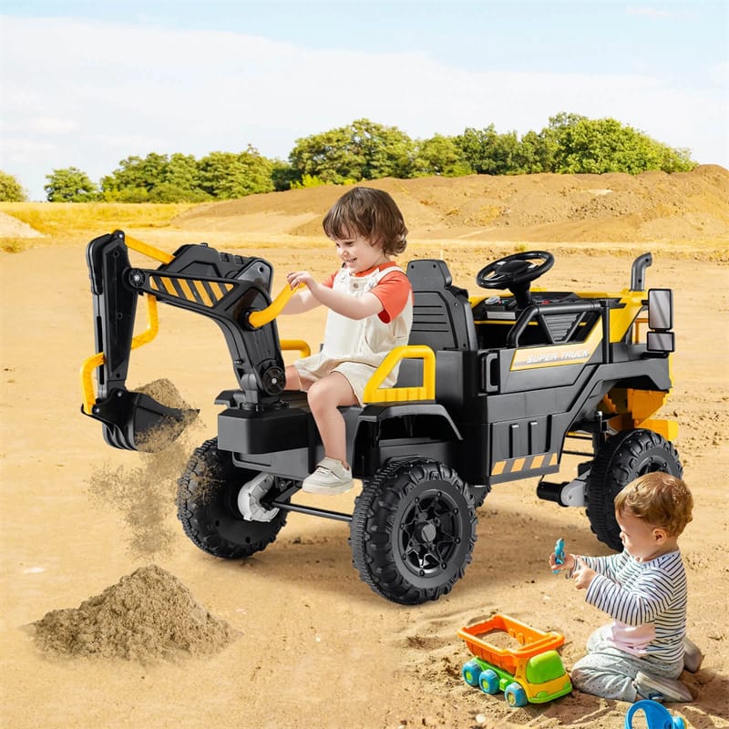 Eletriclife 24V Ride-On Excavator 4WD Electric Construction Truck with Remote Control for Kids Ages 3