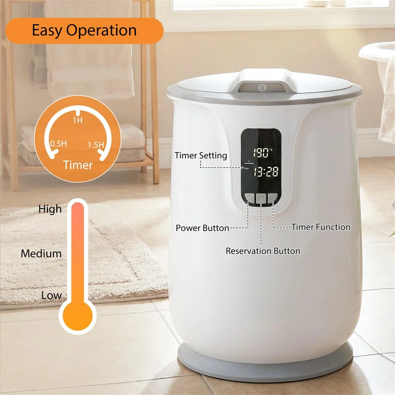 Eletriclife 20L Hot Towel Warmer Bucket Luxury Blanket Warmer with 3 Heat Levels for Bathroom