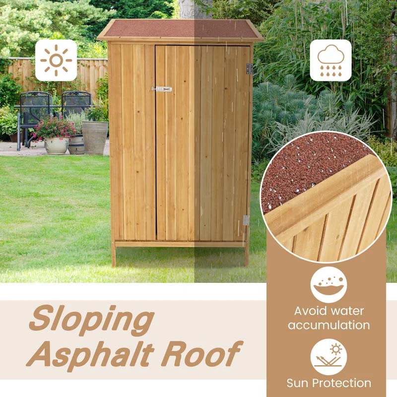 Eletriclife 5 × 3 Feet Outdoor Storage Cabinet with Asphalt Roof and 3 Shelves