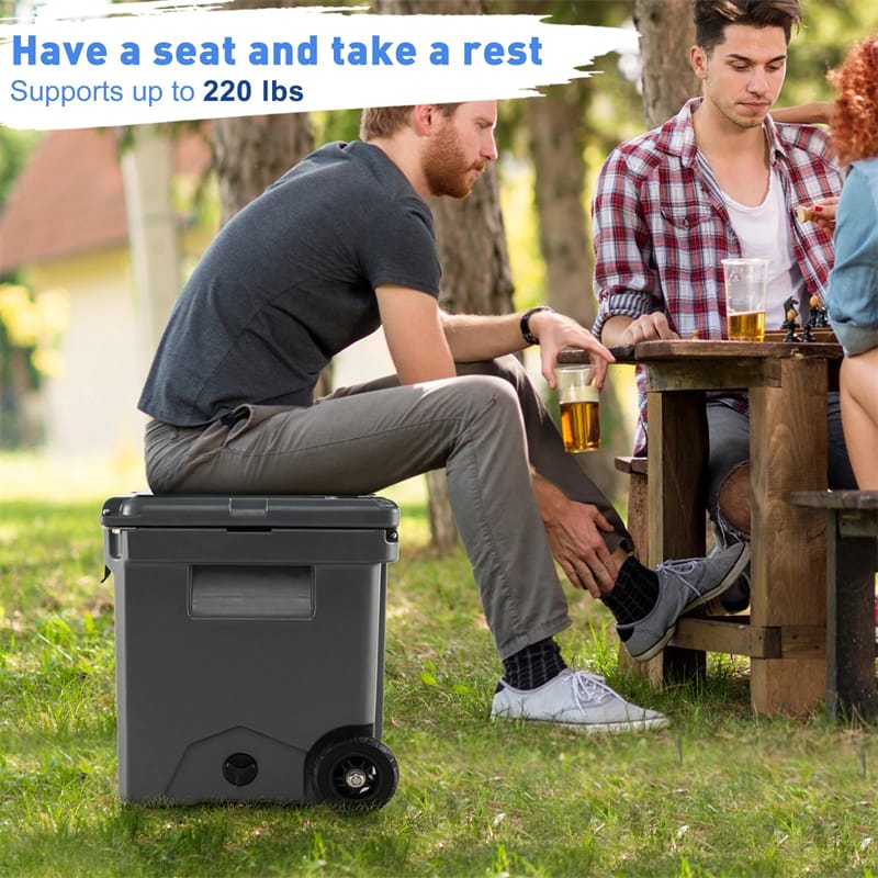 Eletriclife 42 Qt Rotomolded Cooler Insulated Ice Chest with Wheels & Handle for Beach Camping Picnic