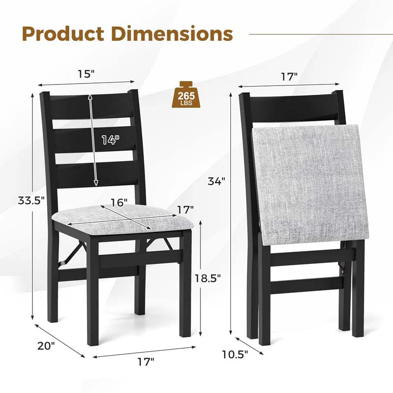 Eletriclife Modern Upholstered Folding Chairs with Comfy Backrest