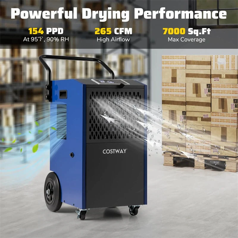 Eletriclife 154 Pints Commercial Dehumidifier with Pump & Drain Hose for Basement, Warehouse