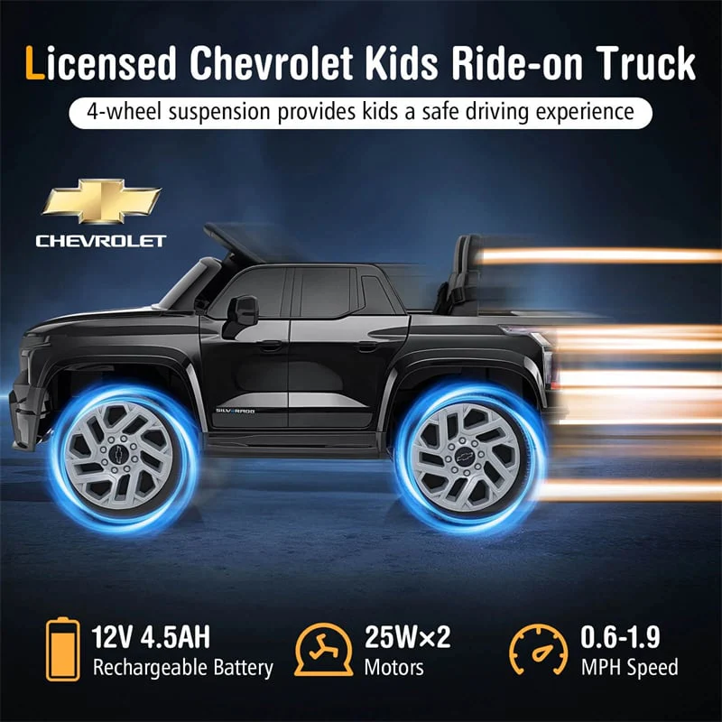 Eletriclife 12V Ride-On Car Licensed Chevrolet Ride On Truck Kids Electric Vehicle with Remote Control & Storage