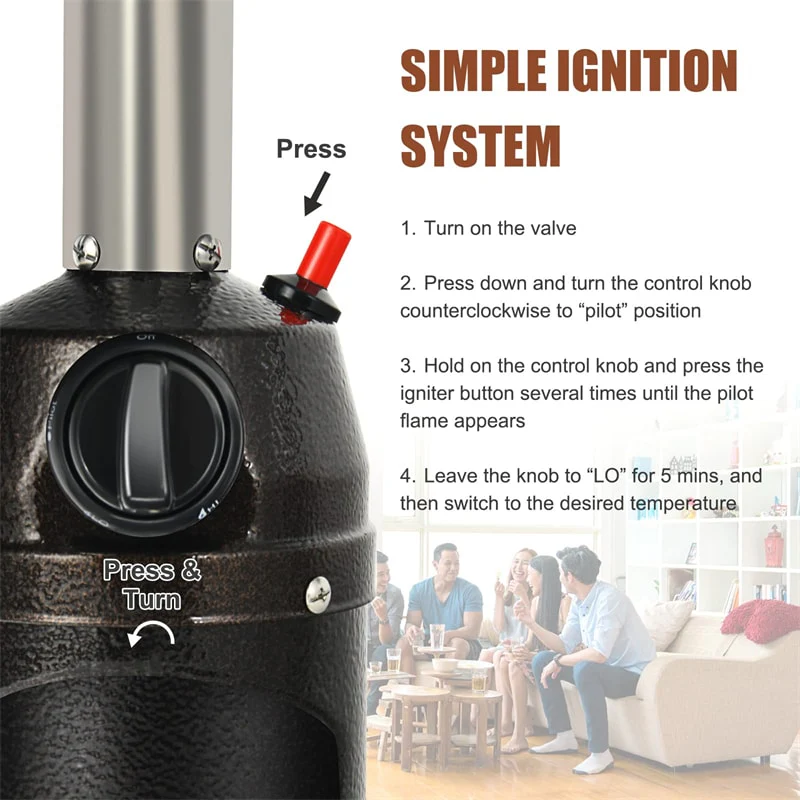 Eletriclife 13,000 BTU Portable Tabletop Propane Patio Heater Stainless Steel LP Gas Heater with Weighted Base