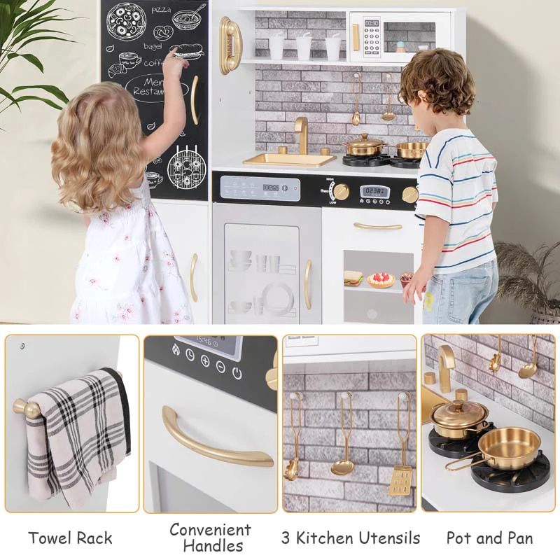 Eletriclife Pretend Play Kitchen with Utensils for Kids Aged 3