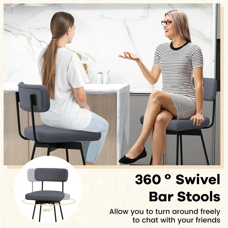 Eletriclife 29 Inch Counter Height Upholstered Swivel Bar Stool