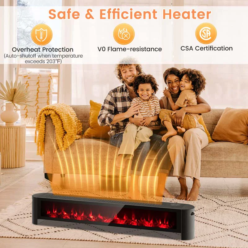 Eletriclife 1400W Baseboard Electric Heater with Realistic Multicolor Flame