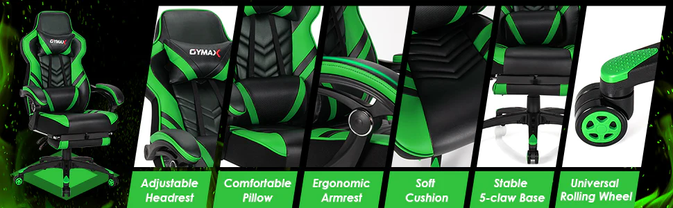 Eletriclife Ergonomic Gaming Chair Reclining High Back Computer Chair with Footrest & Linkage Armrests