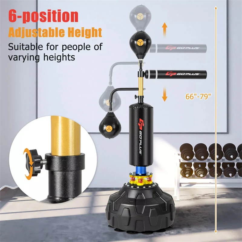 Eletriclife Boxing Speed Trainer Freestanding Punching Bag with 360° Spinning Bar & 2 Reflex Balls for Adults