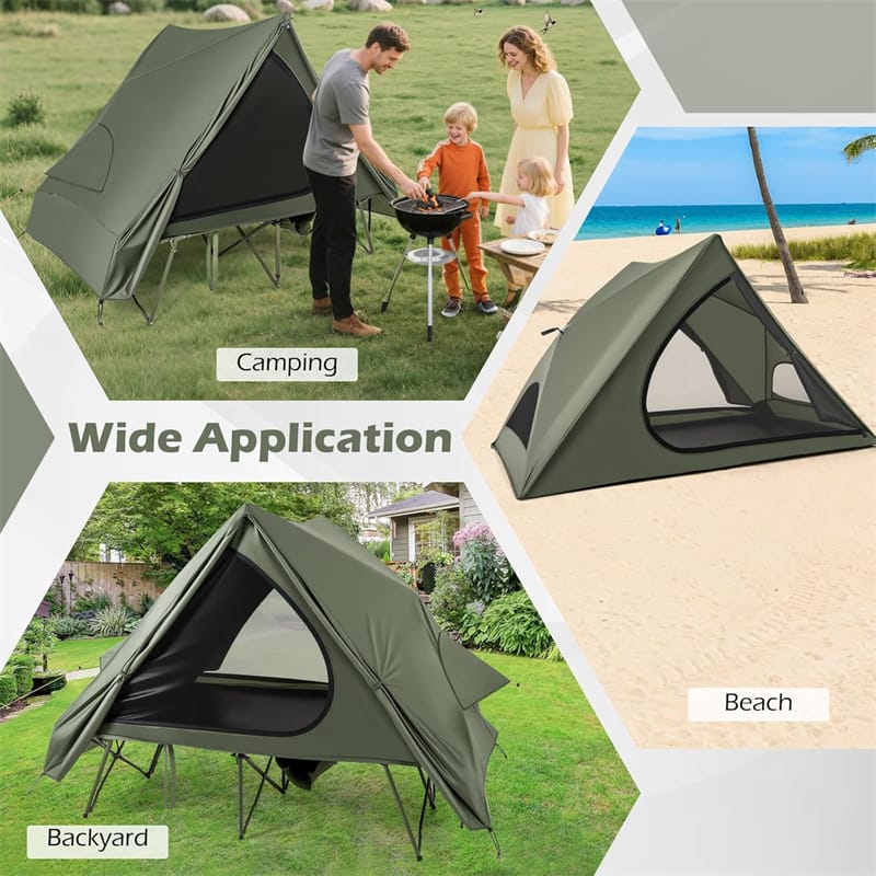 Eletriclife 2-Person Camping Cot Tent Combo 2-in-1 Foldable Off-Ground Elevated with Pop Up Shelter
