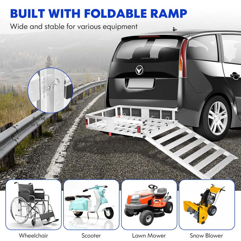 Eletriclife 50 x 29.5 inch Aluminum Wheelchair Scooter Mobility Carrier with Ramp