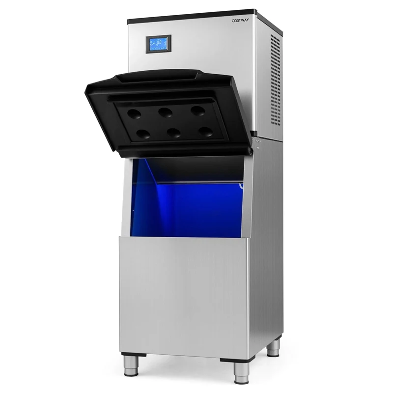 Eletriclife 450 LBS/24H Commercial Split Ice Maker Stainless Steel Ice Machine with 250 LBS Storage Bin for Resturants Bar Cafe