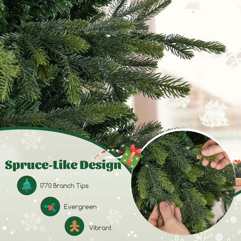 Eletriclife 6/7.5/9 Feet Pre-Lit Artificial Christmas Tree with Warm White LED Lights