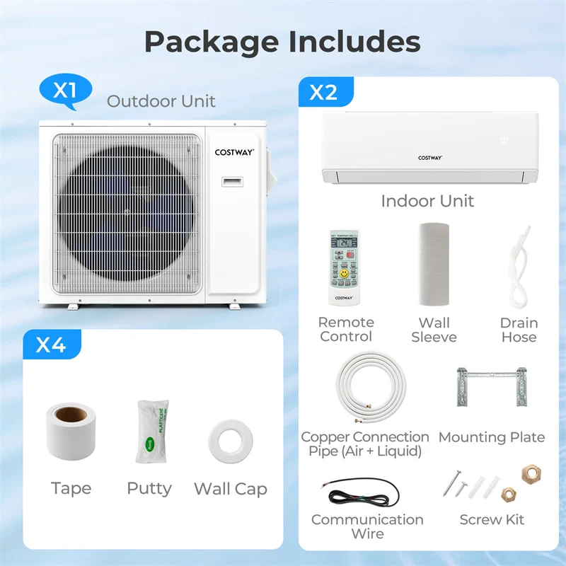 Eletriclife 24000K BTU 23 SEER2 Tri-Zone Mini Split Air Conditioner with Heat Pump & Energy Star