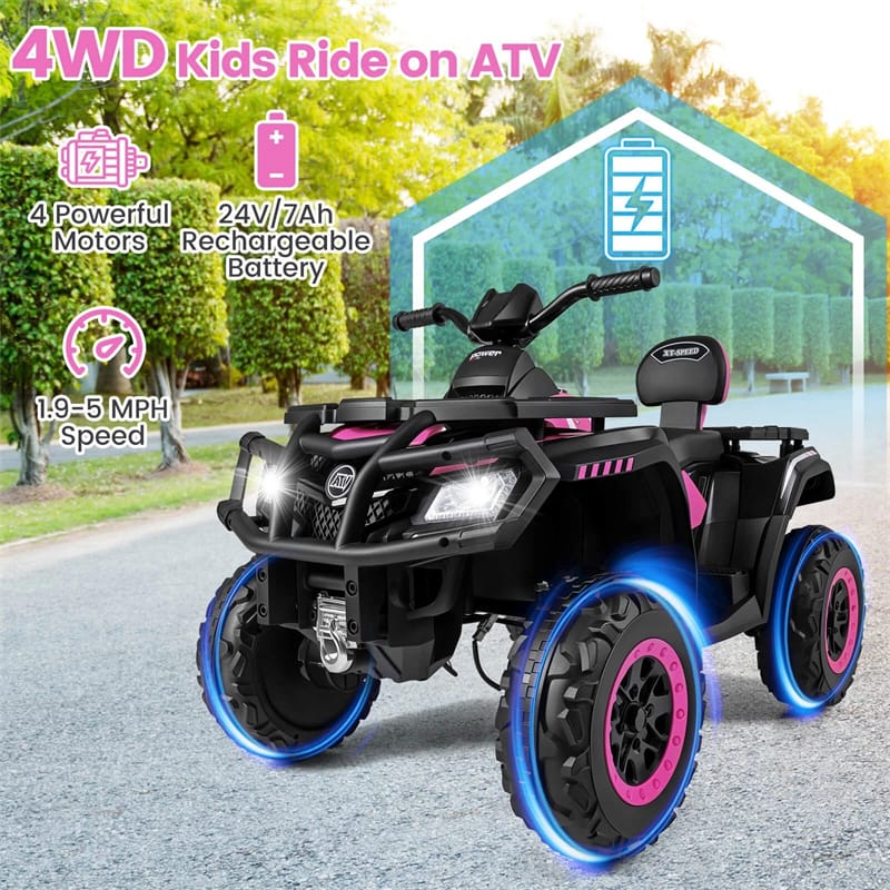 Eletriclife 24V 2-Seater Kids ATV Electric Four Wheeler Quad Ride On Toy for Ages 3-8