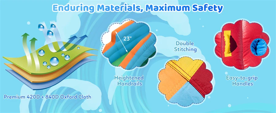 Eletriclife 6-in-1 Inflatable Water Slide Park Giant Bounce House with Splash Pool for Kids Backyard Outdoor Indoor