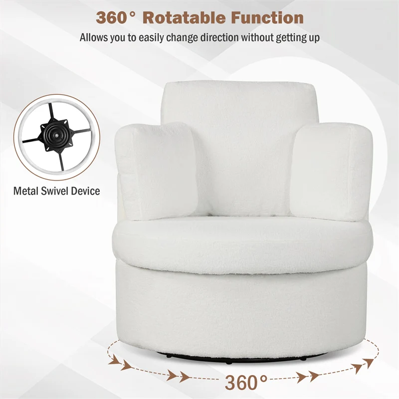 Eletriclife 360° Swivel Accent Barrel Chair with Half Moon Storage Ottoman