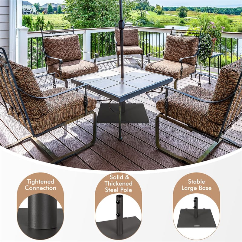 Eletriclife 50 lbs Patio Umbrella Base Stand 24" Square Steel Umbrella Weight with Wheels