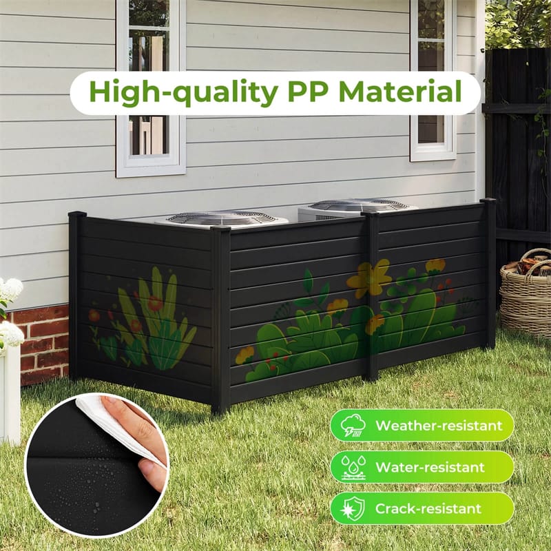 Eletriclife No-Dig Air Conditioner Fence 3/6 Panels Outdoor Privacy Screen Trash Can Enclosure