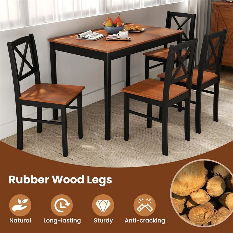 Eletriclife 5-Piece Dining Table Set for 4, Mid-Century Modern Kitchen Table & 4 Chairs