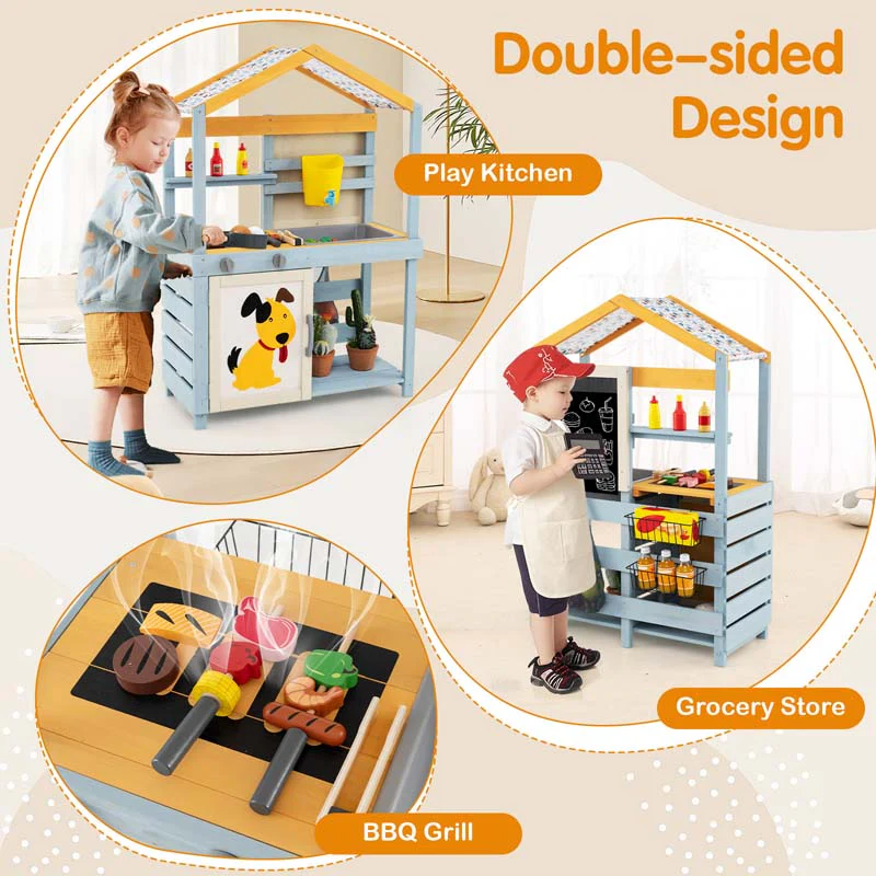 Eletriclife 2 in 1 Wooden Mud Kitchen with Removable Water Box  and Storage Bag