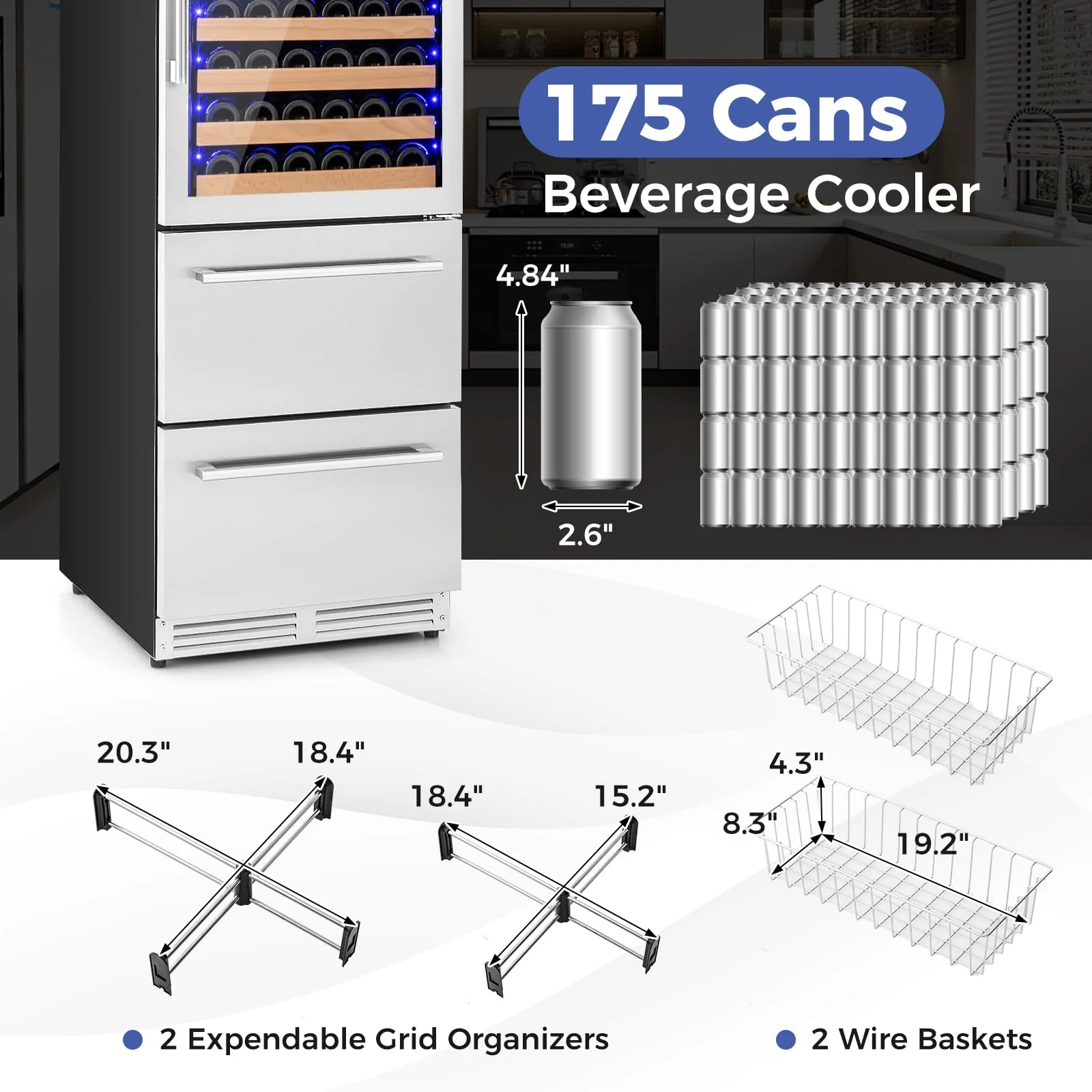 Eletriclife 24 Inch Wine and Beverage Refrigerator with Independent Temperature Control