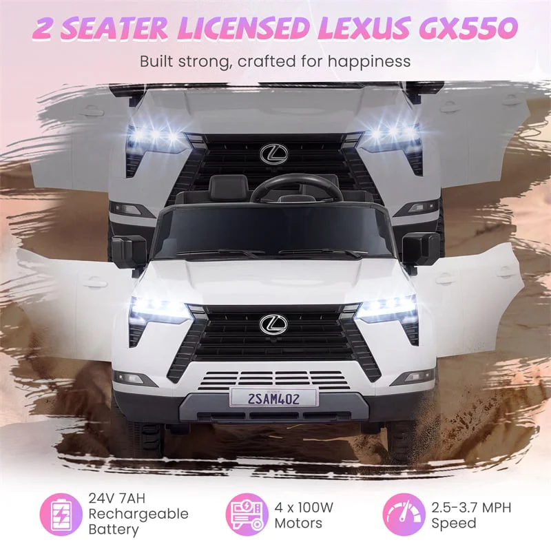 Eletriclife 24V 4WD Licensed LEXUS GX550 2-Seater Ride On Car for Kids