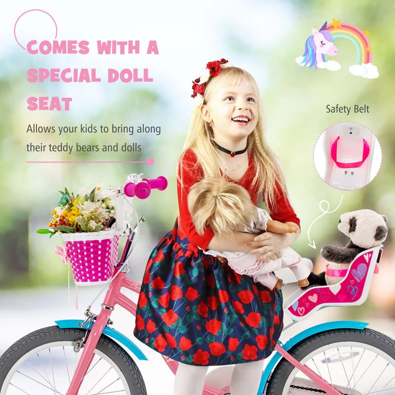 Eletriclife Kids Bicycle with Training Wheels and Basket for Boys Girls Age 3-9 Years
