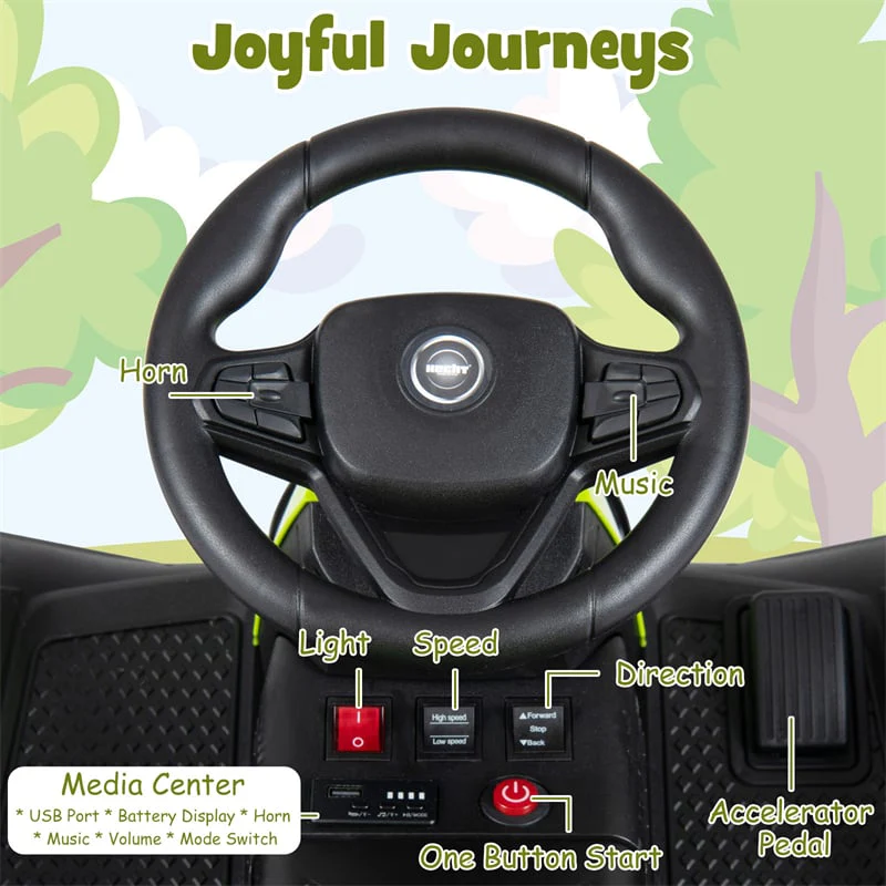 Eletriclife 24V Kids Ride On Tractor with Detachable Trailer, Parent Remote & 20° Climbing for Ages 3