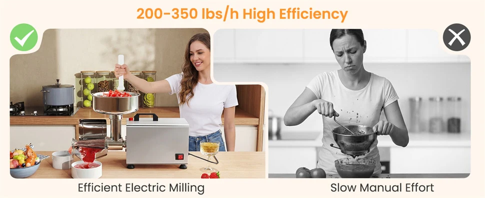 Eletriclife 450W Electric Tomato Strainer Commercial Stainless Steel Sauce Maker 350 lbs/h Food Milling Machine