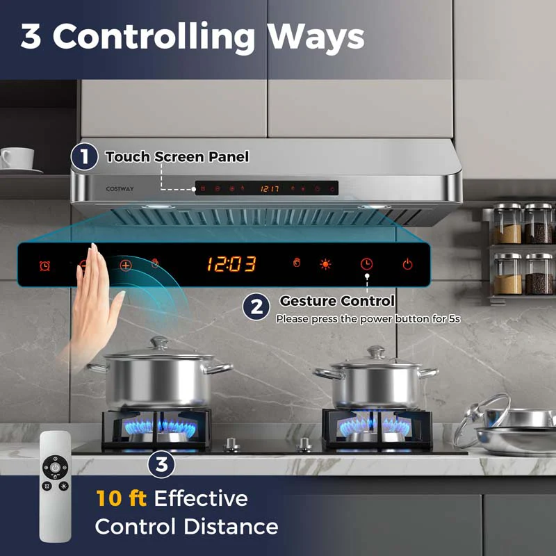 Eletriclife 36/30 Inch Under Cabinet Range Hood 900 CFM Kitchen Vent with 4 Fan Speed