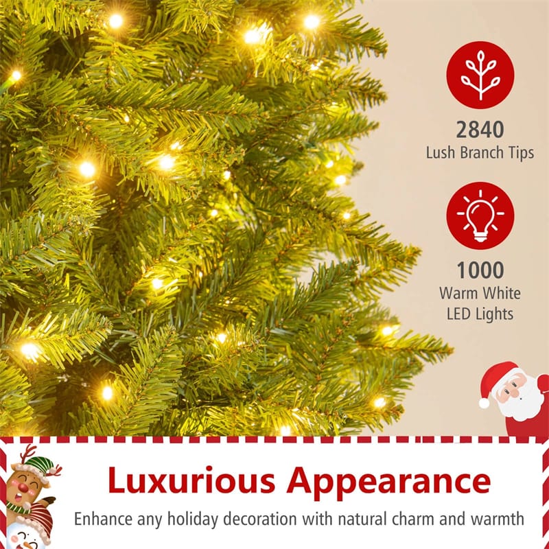Eletriclife 12 FT Pre-Lit Slim Pencil Christmas Tree with 1000 Warm White LED Lights for Holiday Decoration