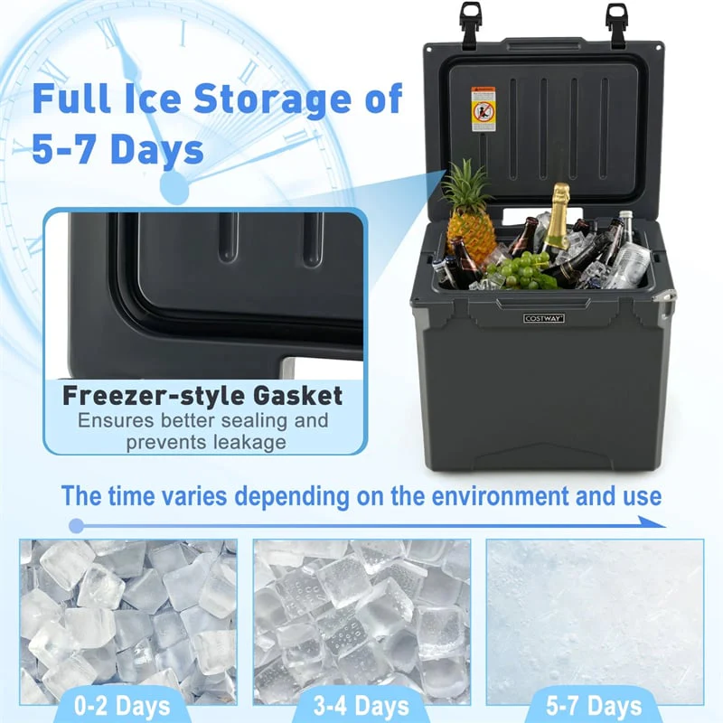 Eletriclife 42 Qt Rotomolded Cooler Insulated Ice Chest with Wheels & Handle for Beach Camping Picnic