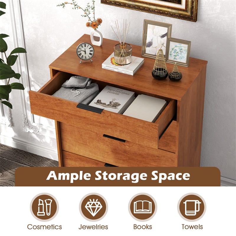 Eetriclife Mid-Century Modern 5-Drawer Dresser with Anti-Tip Interlock System