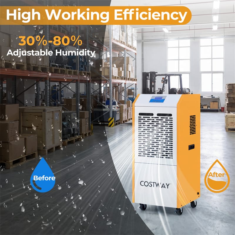 Eletriclife 290 Pints Industrial & Commercial Dehumidifier with Pump, Drain Hose & Wheels for 9000 Sq.Ft Basement