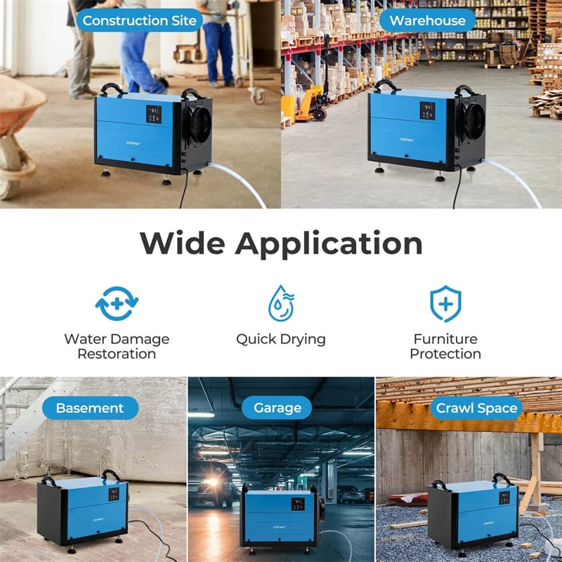 Eletriclife 124 PPD Commercial Dehumidifier 1300 Sq.Ft Crawl Space with Drain Hose & Auto Defrost