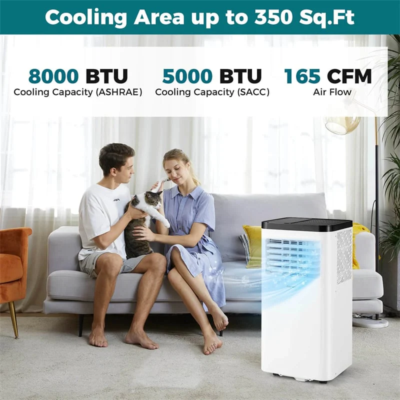 Eletriclife 8000BTU Portable Air Conditioner with Fan, Dehumidifier & Window Kit