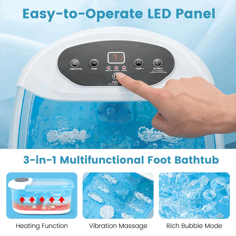 Eletriclife Spa Bath Massager with Heat, Bubbles & Vibration Mode, 12 Rollers, Pedicure Stone for Stress Relief