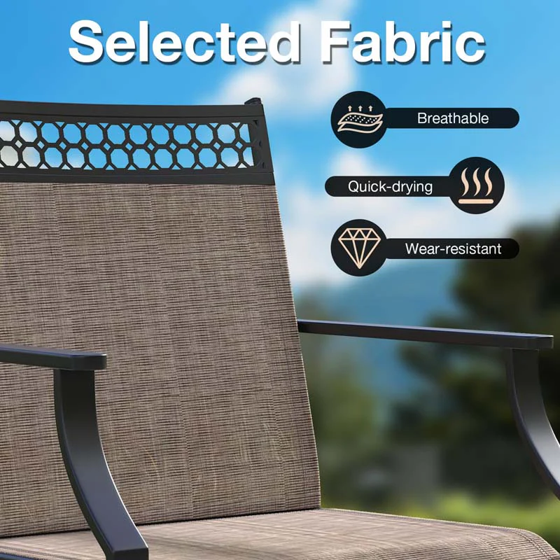 Eletriclife Outdoor Swivel Dining Chairs with Quick-Drying Fabric and Metal Frame