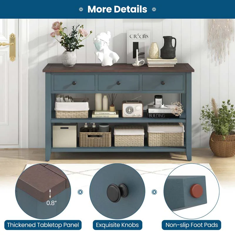 Eletriclife 50 Inch Entryway Table Narrow Long Sofa Table with Drawers and Shelves