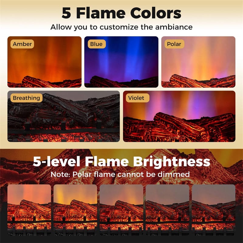 Eletriclife 26" WiFi Electric Fireplace Insert Log Set Infrared Quartz Heater App/Remote Control