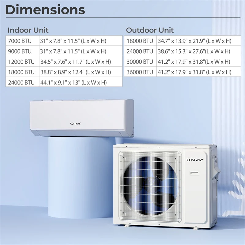 Eletriclife 24000 BTU 23 SEER2 Dual Zone Mini Split Air Conditioner with Heat Pump & Energy Star