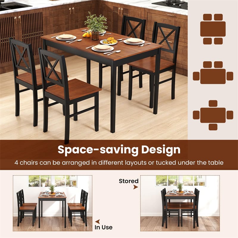 Eletriclife 5-Piece Dining Table Set for 4, Mid-Century Modern Kitchen Table & 4 Chairs