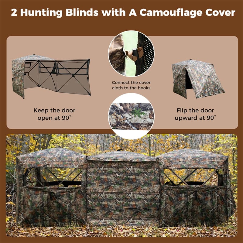 Eletriclife 2-6 Person Hunting Blind Double One-Way See-Through Pop-Up Ground Blind for Deer & Turkey Hunting