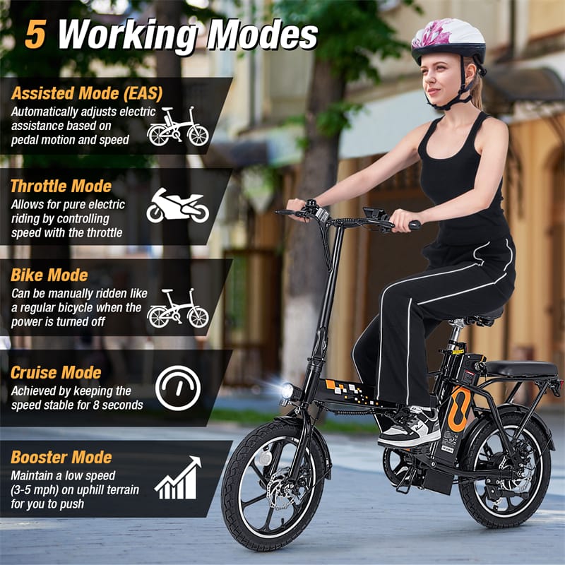 Eletriclife 16" Folding Electric Bike with 500W Brushless Motor 20 MPH for City Commuting