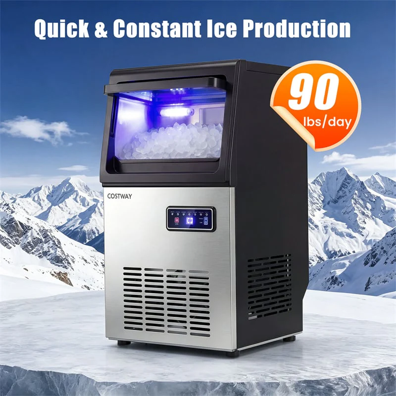 Eletriclife 90 LBS/24H Commercial Nugget Ice Maker Undercounter Chewable Pellet Ice Machine with Self-Cleaning