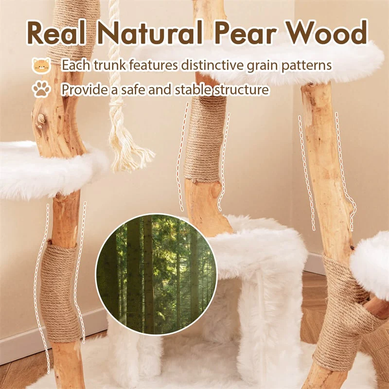 Eletriclife 66" Tall Solid Wood Cat Tree Tower with Condo for Large Cats