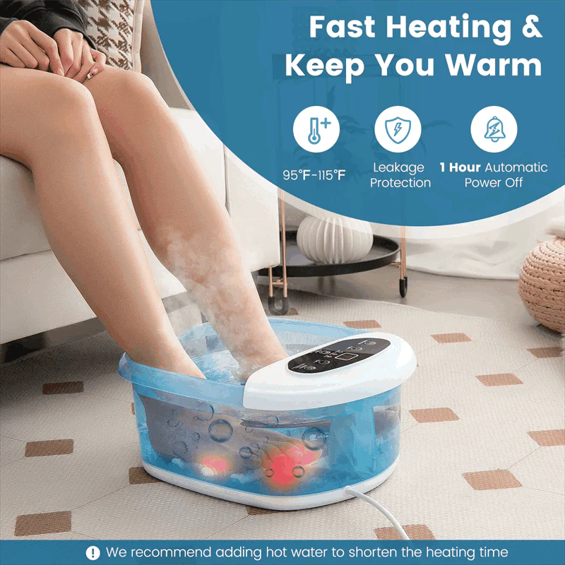 Eletriclife Spa Bath Massager with Heat, Bubbles & Vibration Mode, 12 Rollers, Pedicure Stone for Stress Relief