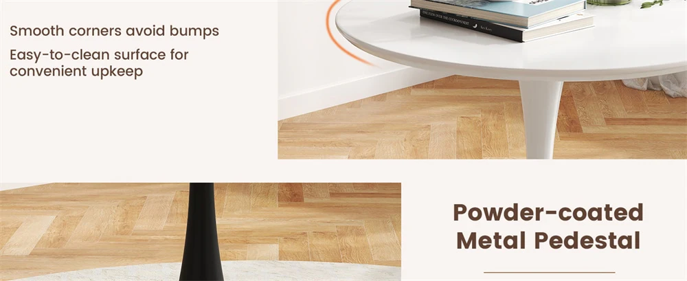 Eletriclife Modern 5-Piece Round Dining Table Set for 4 with 4 Padded Chairs & Solid Wood Legs
