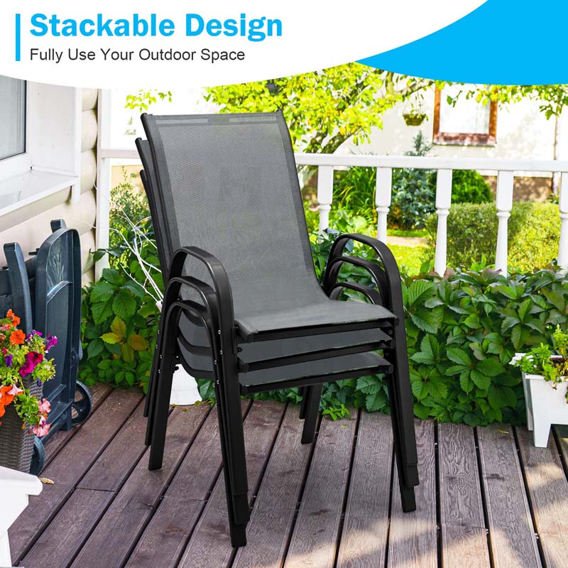 Eletriclife Set of 4 Outdoor Stackable Dining Chairs with All Weather Fabric